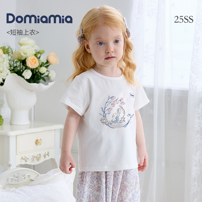 Domiamia儿童短袖女宝宝上衣夏天女童印花T恤