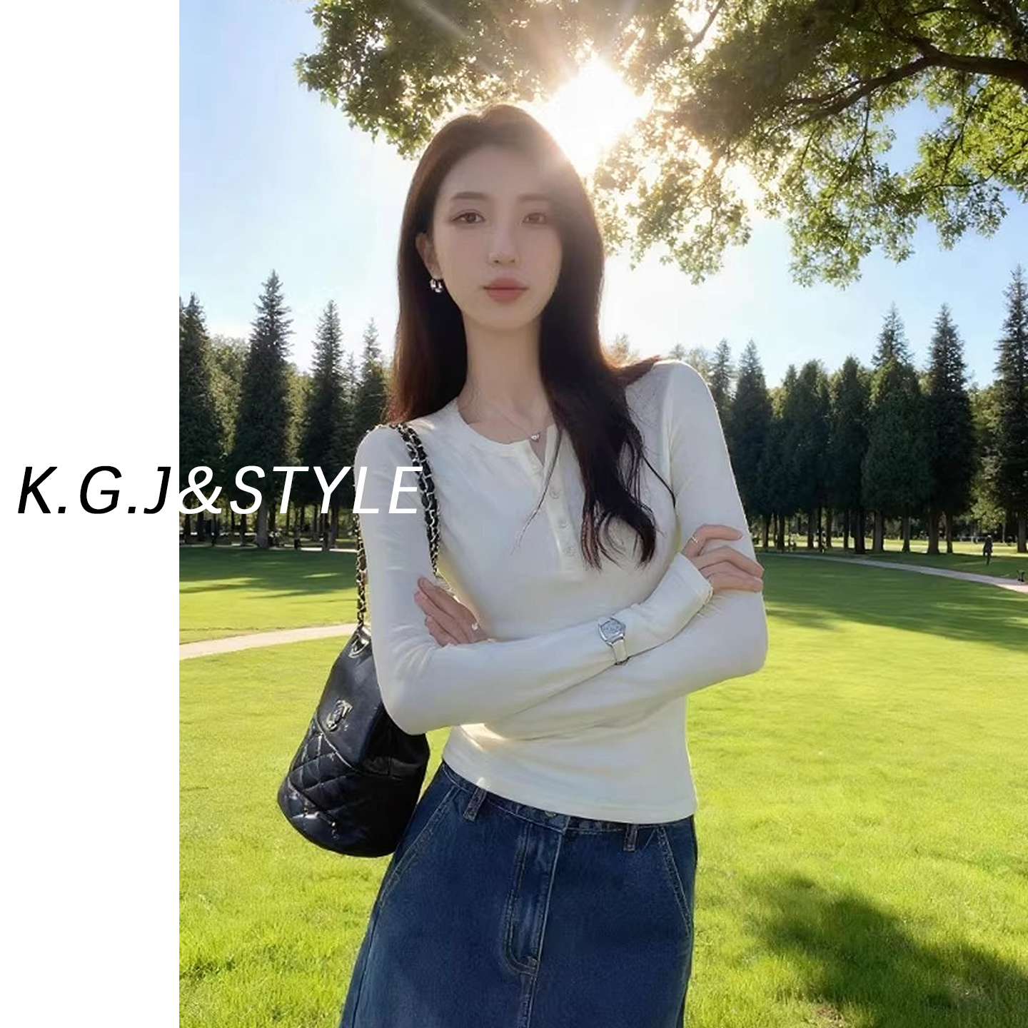 白色圆领长袖t恤女内搭打底上衣