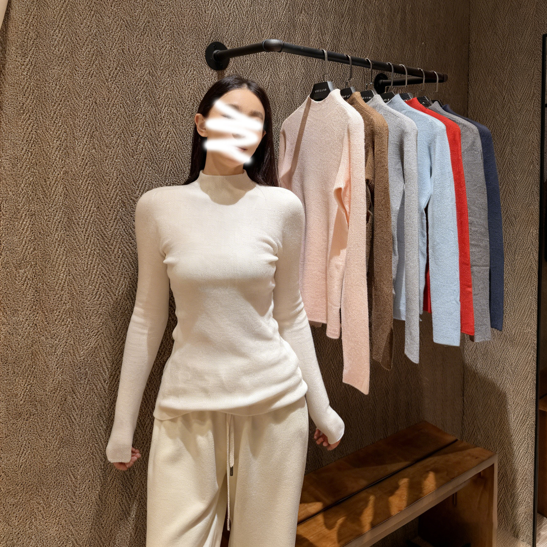 简约风半高领无缝针织衫女秋冬