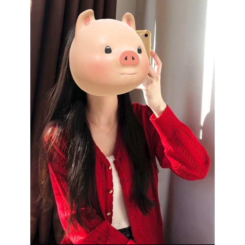 红色麻花针织开衫外套女毛衣外搭