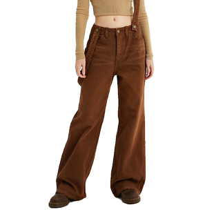 【卢昱晓同款】CGUK深棕阔腿背带裤 休闲百搭女款牛仔裤