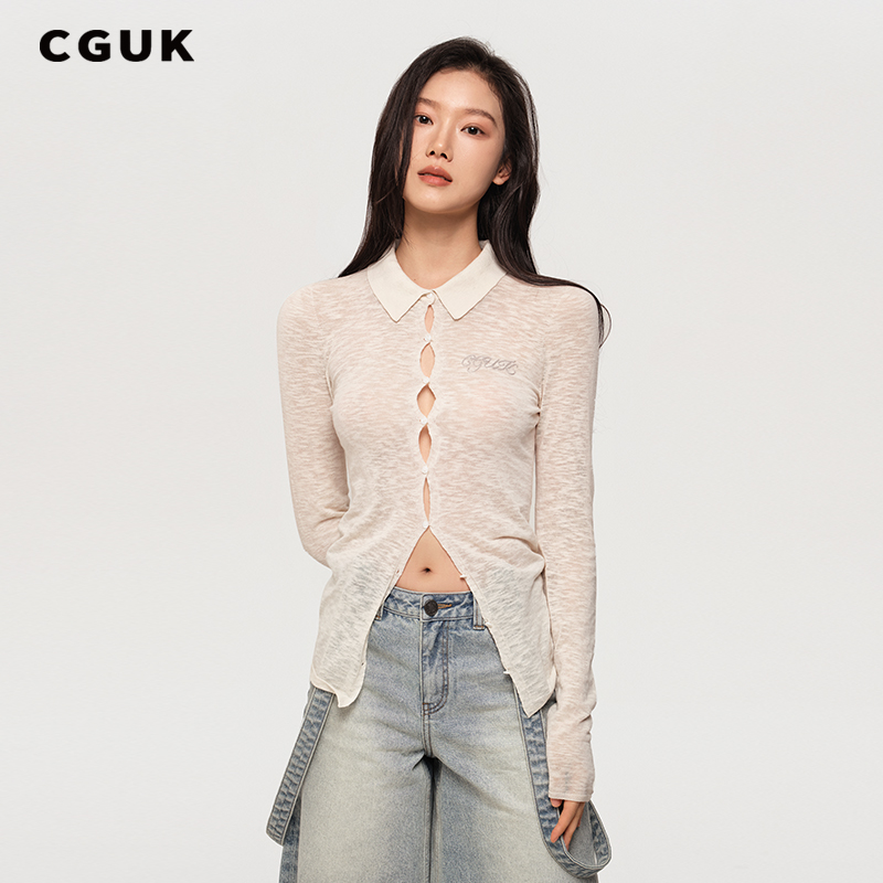 【明星同款】CGUK 针织开衫  修身翻领针织衫