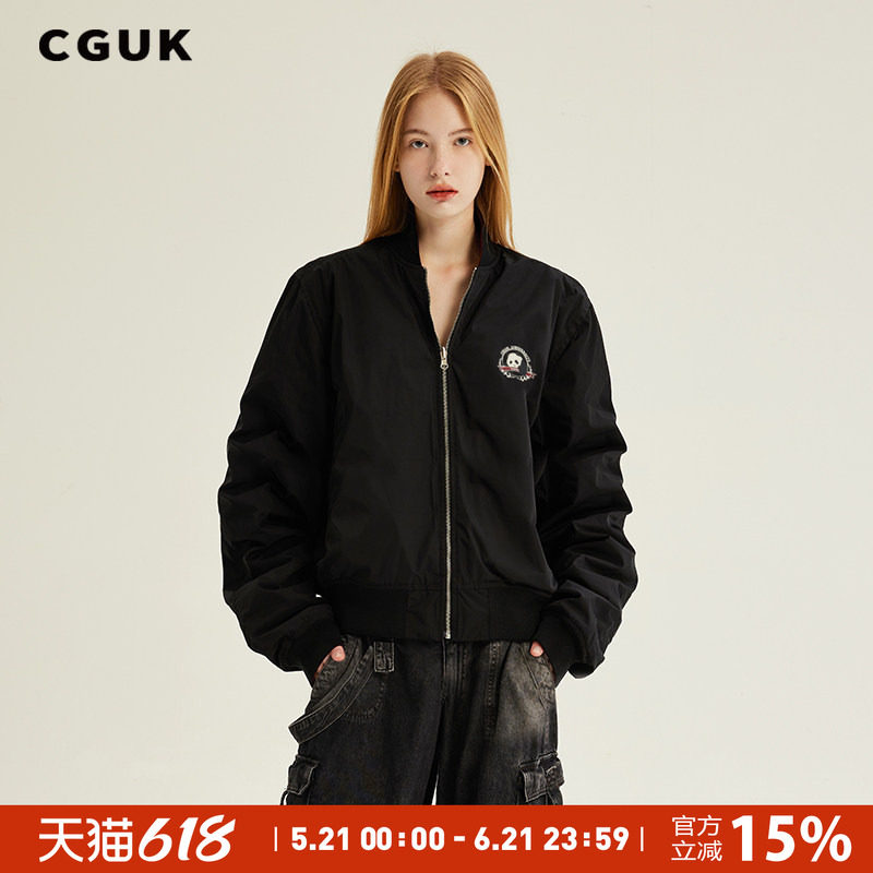 【敖瑞鹏同款】CGUK冬季新款中性棉服黑红两面穿飞行员夹克棉服