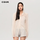 明星同款 CGUK针织连帽衬衫 长款 衬衫 白色长袖