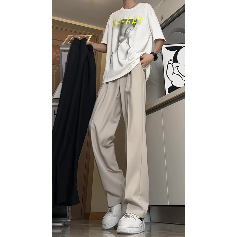 CeTky男士夏季薄款冰丝休闲 西裤2024新款直筒西装裤子高级感正装