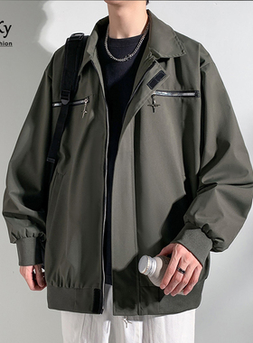 CetKy冲锋衣外套男款2024新款星星春秋潮牌男装工装痞帅夹克男生