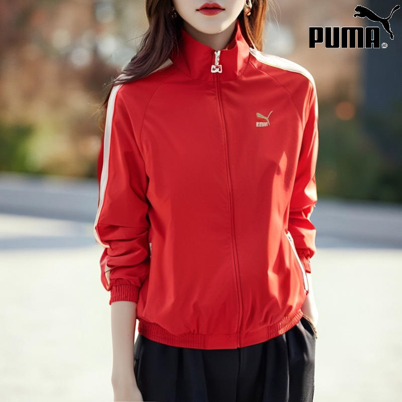 PUMA彪马红色外套女款2025新款本命年运动服休闲夹克上衣立领开衫