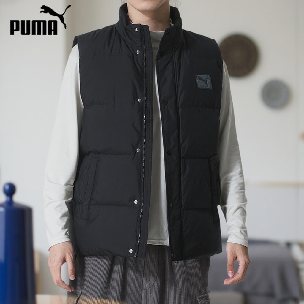 PUMA彪马羽绒马甲男士款2025冬季款新款运动马甲官方正品黑色棉羽