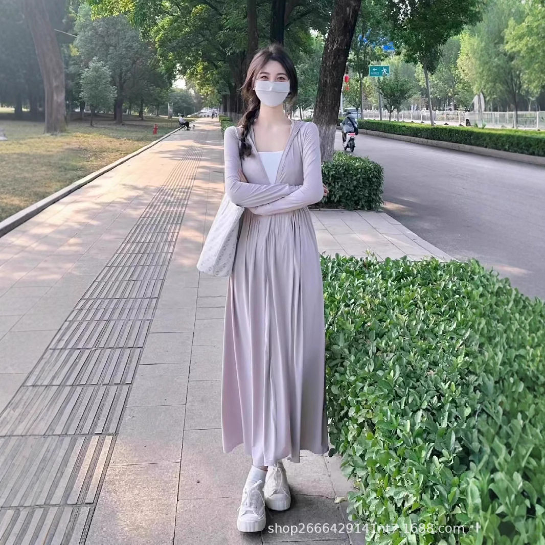 防晒衣女长款全身女款新款防紫外线夏季骑行超长防晒服收腰长裙