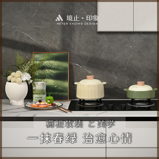 现代诧寂样板间厨房台面摆件软装 饰品陶瓷锅面粉仿真花艺展厅道具