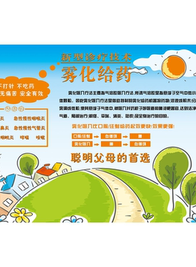 小儿雾化疗法诊所挂图诊室贴画雾化吸入疗法海报雾化疗法的好处