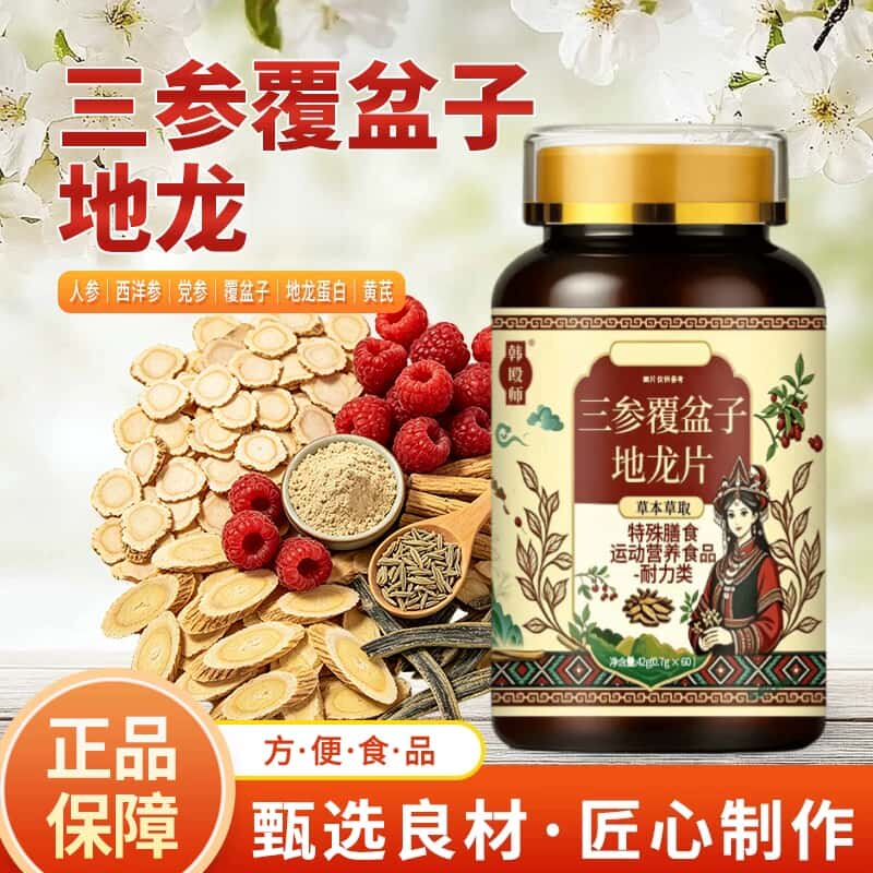三参覆盆子地龙片正品西洋参黄芪地龙蛋白浓缩萃取高含量易吸收