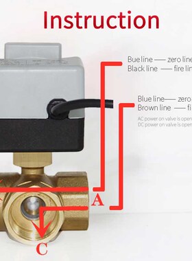 AC220V 3 way electric motorized baGll valve three wires two