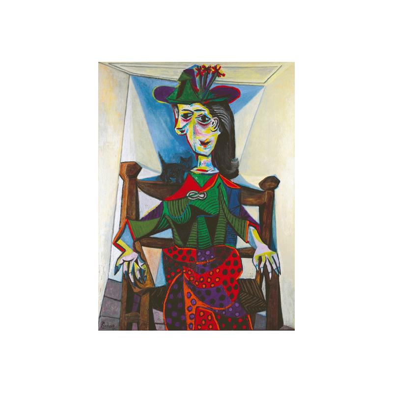 Picasso毕加索油画朵拉与小猫手绘复制品现代抽象手工立体装饰画图片