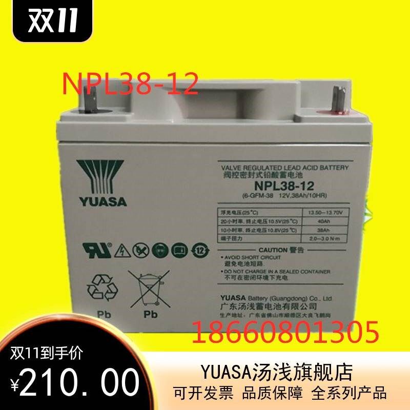 YUASA汤浅蓄电池NPL24-12 38 65ah G12V100AH 铅酸65安电瓶长寿命