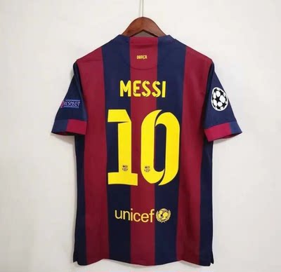 14 15 Retro Barcelona MESSI SUAREZ NEYMAR JR Soccer Jersey