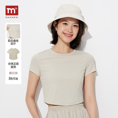 【门店同款】马恩MAXNEW2025夏季新款女装短袖T恤女圆领休闲正肩