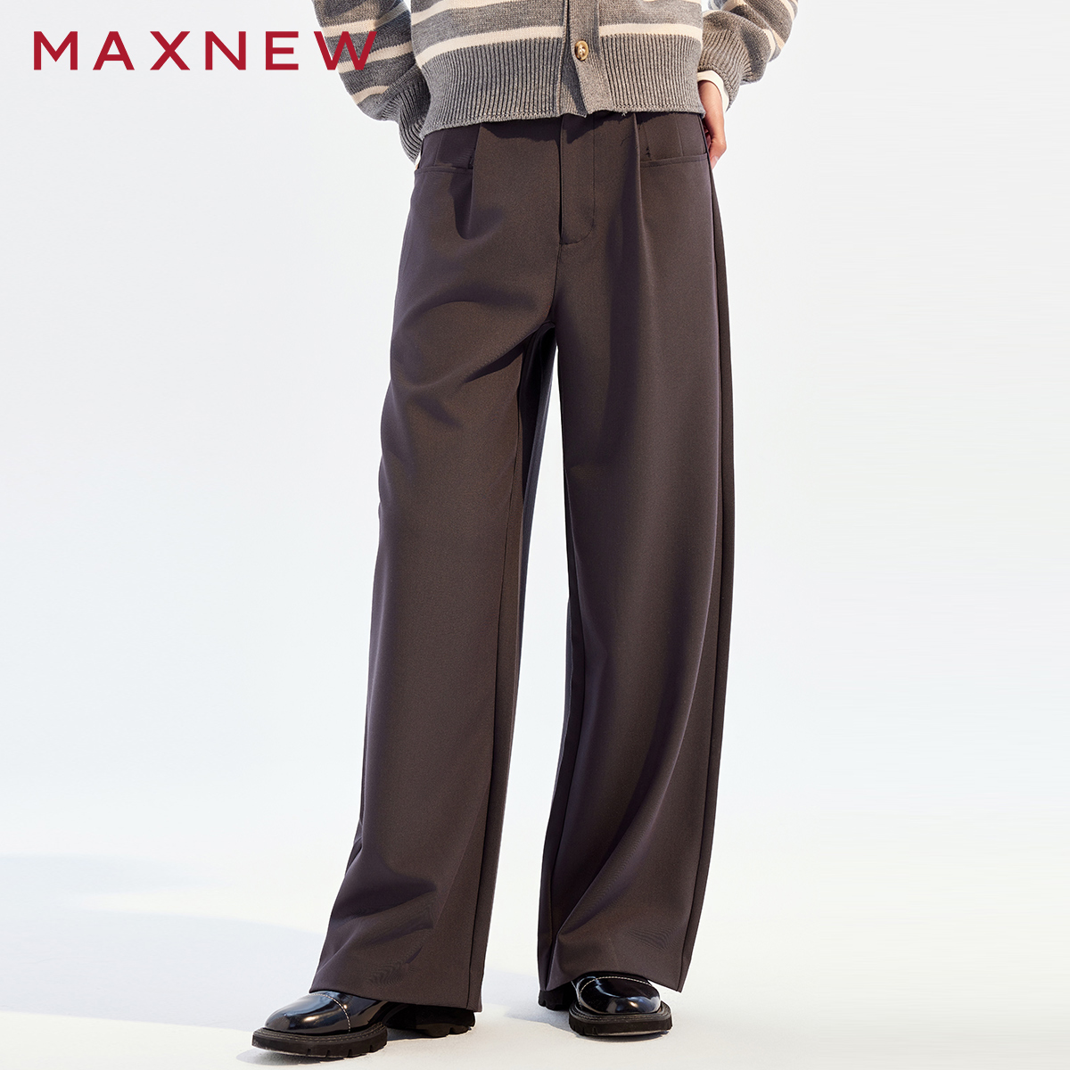 【门店同款】马恩MAXNEW女装新款tr垂感女裤宽松裤子百搭直筒休闲