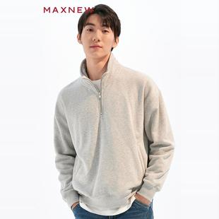 【门店同款】马恩MAXNEW男装新款立领卫衣秋冬款套头拉链男式上衣