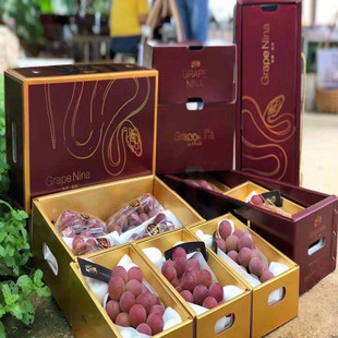 日本品种妮娜皇后地得晴王礼盒特级果罗马红宝石新鲜无籽红提