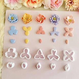 10Pcs Flower Clay Cutter Clay Molds for Earrings Making, 5