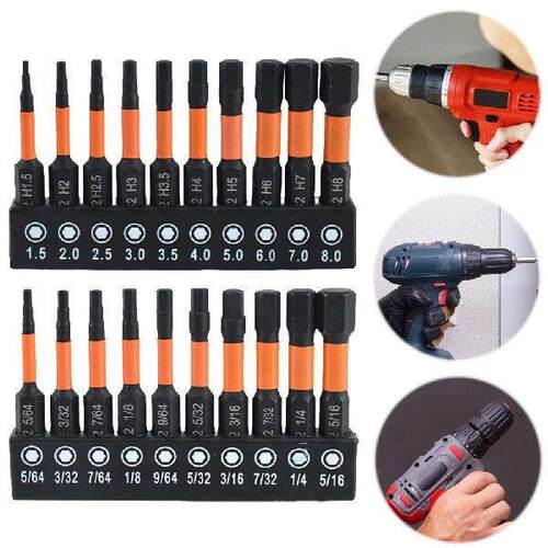 Premium 10/20 Pcs Allen Key Drill Bit Set S2 Steel Metric