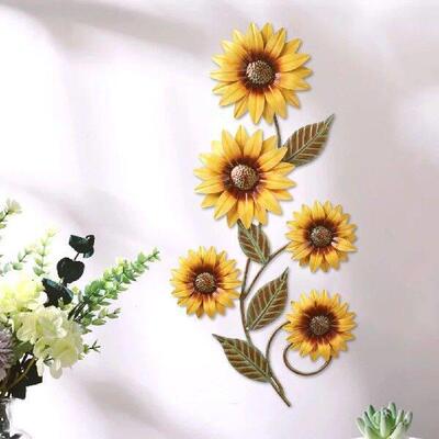 2pcs Metal Sunflower Wall Art Decorations For Indoor
