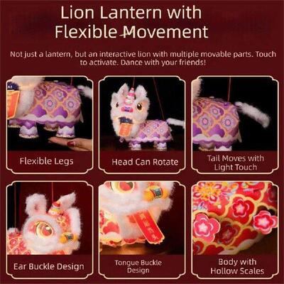 Ancient Style Lion Dance Lantern Cartoon Handmade Handheld