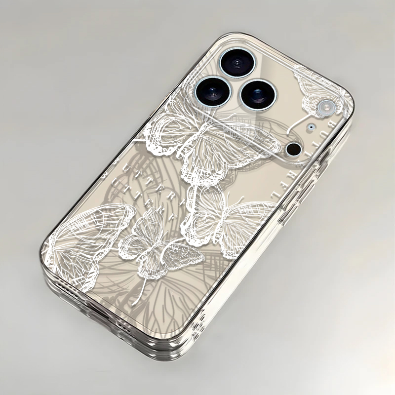 白线蝴蝶适用苹果17promax手机壳iPhone16/15pro新款14男女13全包防摔12pro软壳11透明xr高级感ip6s/7/8plus