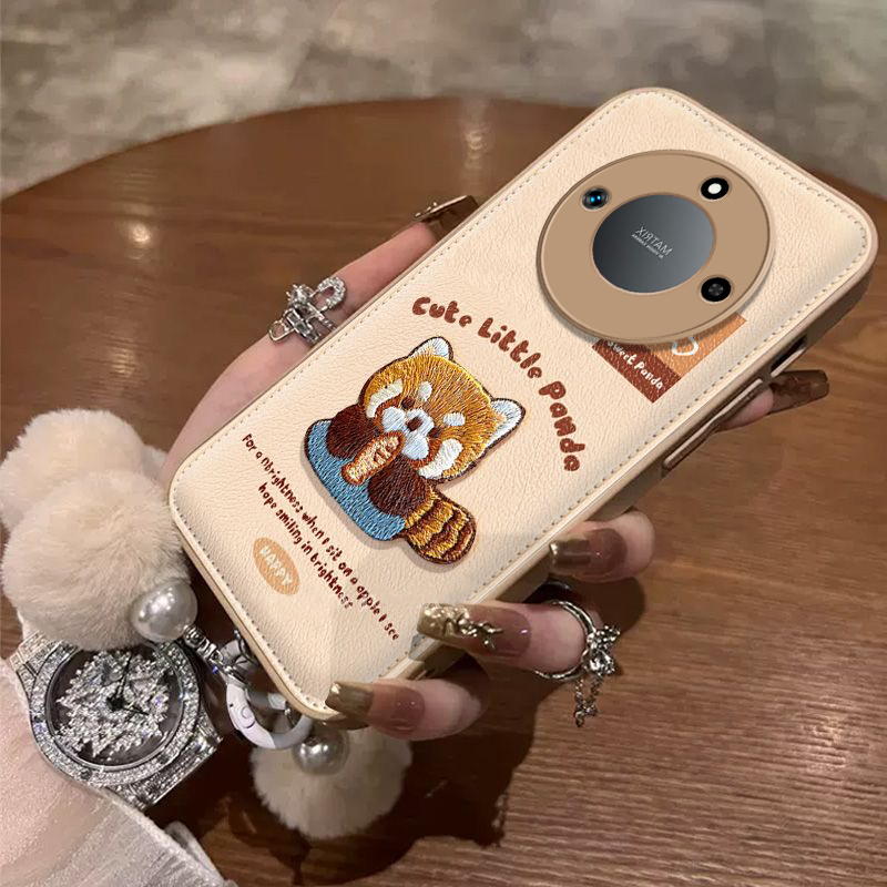 可爱浣熊适用荣耀X60手机壳新款BRC-AN00防摔镜头全包男女挂绳硅胶软壳保护套创意高级感时尚气垫壳小众潮ins