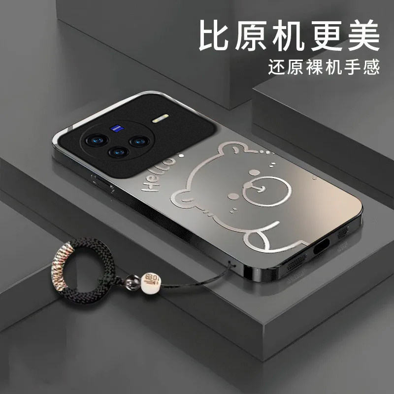 渐变水豚适用vivoX80手机壳新款V2183A防摔镜头全包男女挂绳液态玻璃保护套高级感时尚硬壳个性网红同款情侣