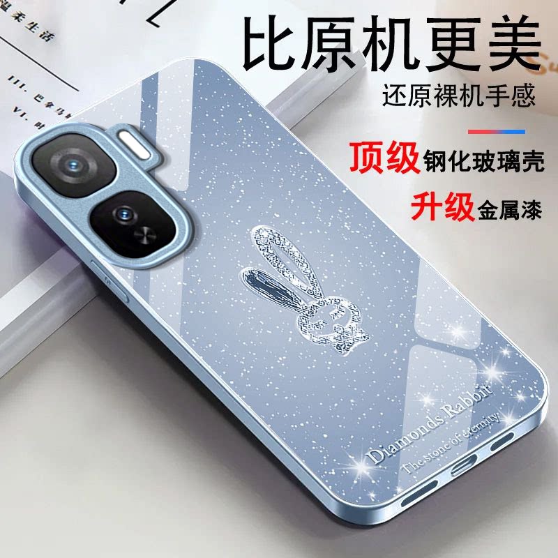 水晶兔子适用iQOONeo11手机壳iqooneo10pro+/9spro/855竞速版新款iqooneo8/7/6se玻璃硬壳iqooneo5高级感neo3