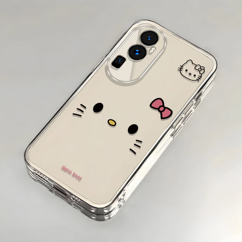 可爱kt猫适用OPPOReno10Pro+手机壳新款PHU110防摔镜头全包男女挂绳创意透明软壳保护套高级时尚个性小众情侣