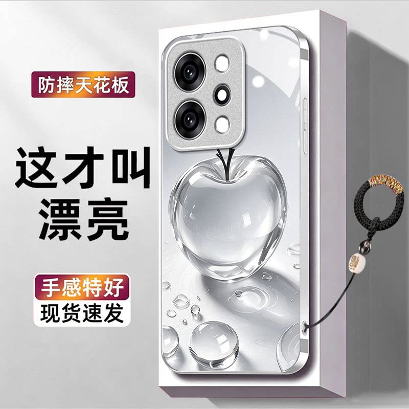 水晶苹果适用OPPOReno15Pro手机壳opporeno14/13高级12/11新款10/9/8Pro+玻璃7/4seoppo5k硬壳3/6Pro5g防摔2z