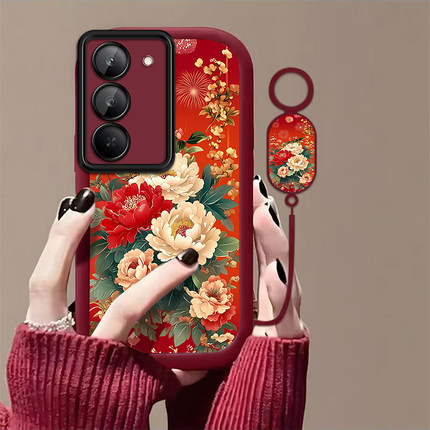 花开富贵适用红米Note15R手机壳红米Note14/13/12pro+新款12/11r高级note10/9全包5g防摔11se软壳turbo3/4Pro