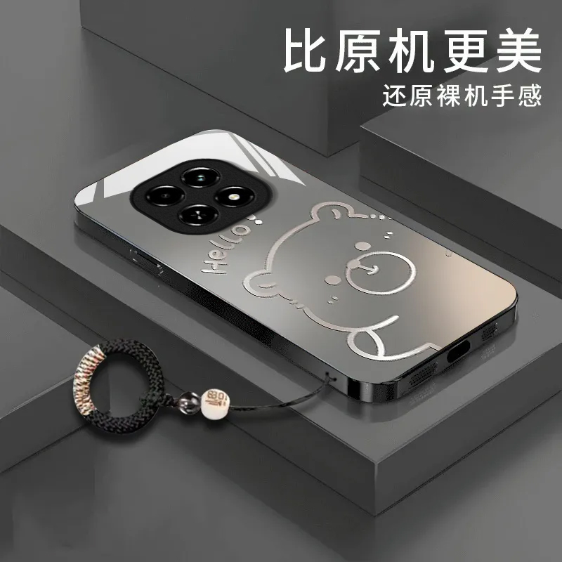 渐变水豚适用realme真我V60手机壳新款RMX3995防摔镜头全包男女挂绳液态玻璃硬壳保护套高级时尚个性小众情侣