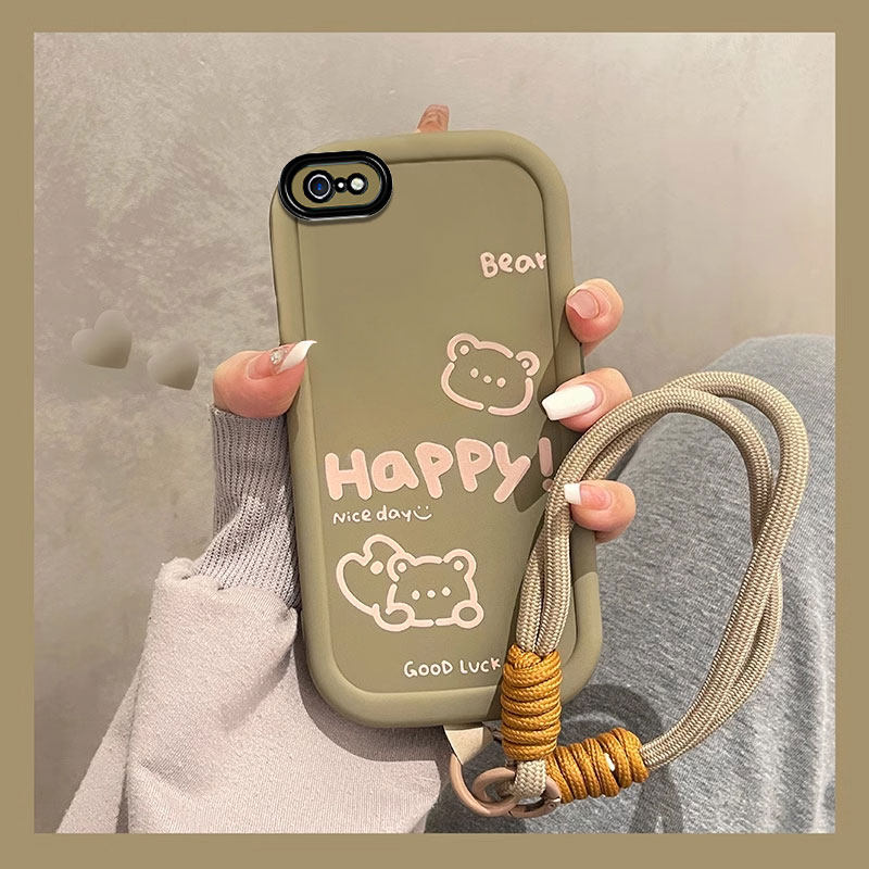 适用苹果6s/7/8plus手机壳新款iPhoneXSmax防摔XR外壳SE2软硅胶11pro全包12/13网红女生i14P可爱小熊ip15挂绳