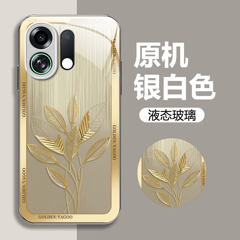 金箔叶子适用OPPOK13TurboPro手机壳k12/11x新款K13s玻璃k10活力版k9pro全包防摔k7硬壳oppor15高级感oppor17