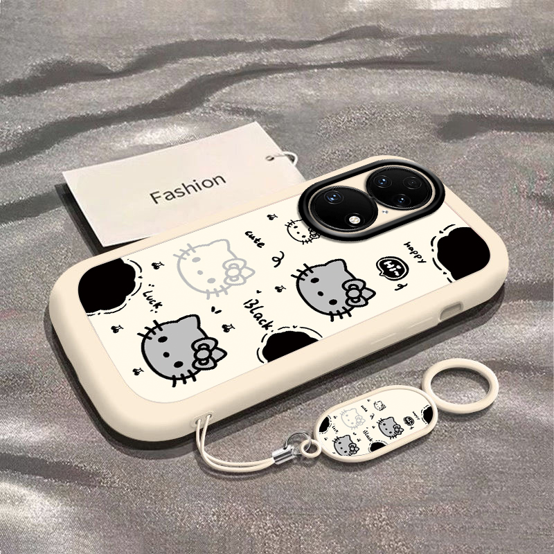 适用华为p50手机壳华p50e新款荣耀p505g卡通p50 por全包p5o防摔硅胶曲面屏opro可爱kt猫高级感pr0保护套女款