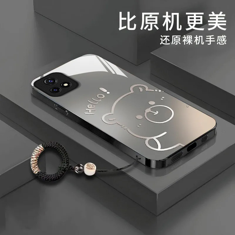 渐变水豚适用iQOOU3X手机壳新款V2106A防摔镜头全包男女挂绳液态玻璃硬壳保护套高级感时尚个性小众情侣网红