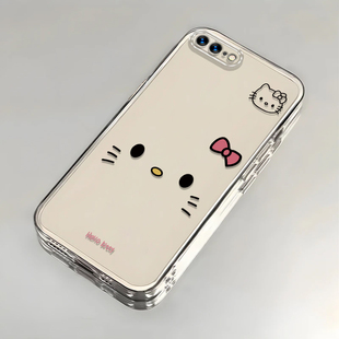 可爱猫咪适用苹果8Plus手机壳新款iPhone8Plus防摔镜头全包男女挂绳创意透明软壳保护套高级时尚个性小众情侣