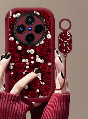珍珠玫瑰适用vivoX300Pro手机壳vivox200/x100ultra新款x90s/x80pro+高级x50x30防摔x27软壳x60/x70t套xNote
