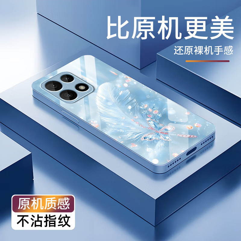 水晶蝴蝶适用一加15t手机壳13/12/11/10/9r玻璃Turbo6xpro新款1+Ace6至尊版5Pro高级1加ace3/2v一加ace竞速版