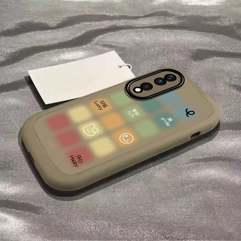 适用荣耀90手机壳honor90pro晕染彩色格子华为新款硅胶创意保护套9o男女9opro全包防摔九十曲面屏九零por系列