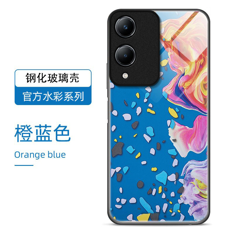水彩色适用vivoY36s手机壳y36i新款y35m+玻璃y33/y31/y3s全包y32/y30/y20防摔y36c硬壳y33e液态y305g高级感