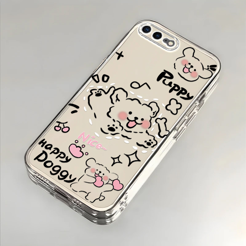 奔跑小狗适用苹果7Plus手机壳新款iPhone7plus防摔镜头全包男女挂绳创意透明软壳保护套高级时尚个性小众情侣