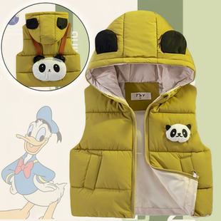 宝宝羽绒棉服连帽儿童秋冬新款 加厚坎肩背心上衣潮 马甲男女童冬季