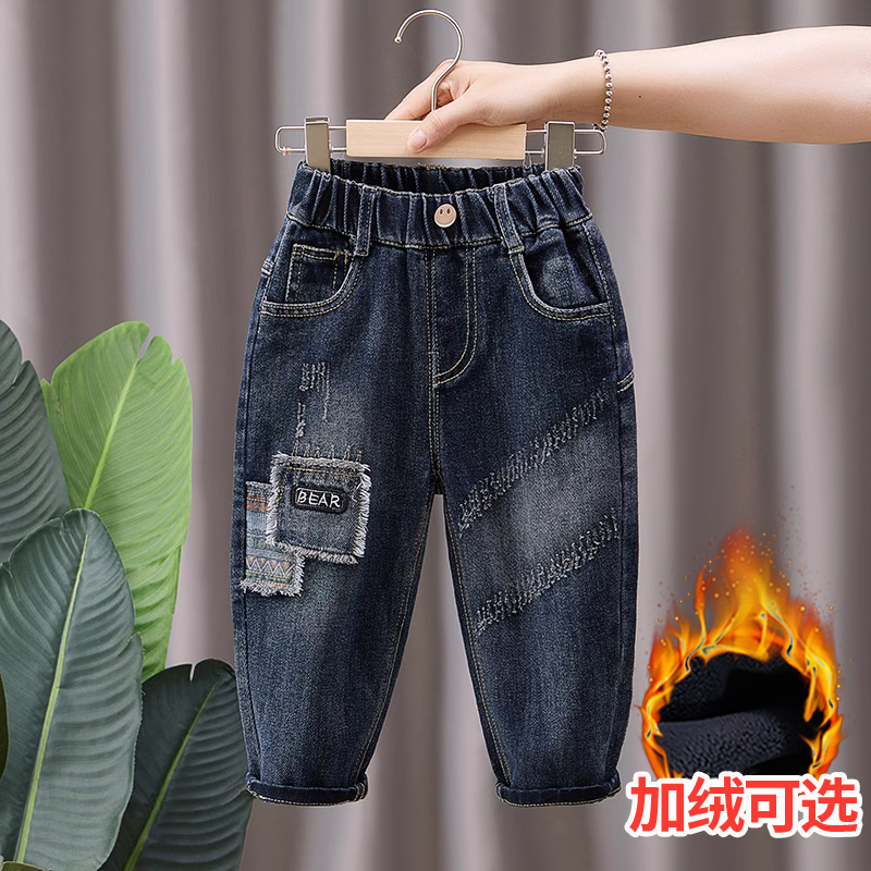 巴拉妮琪balaniqi男童加绒牛仔裤