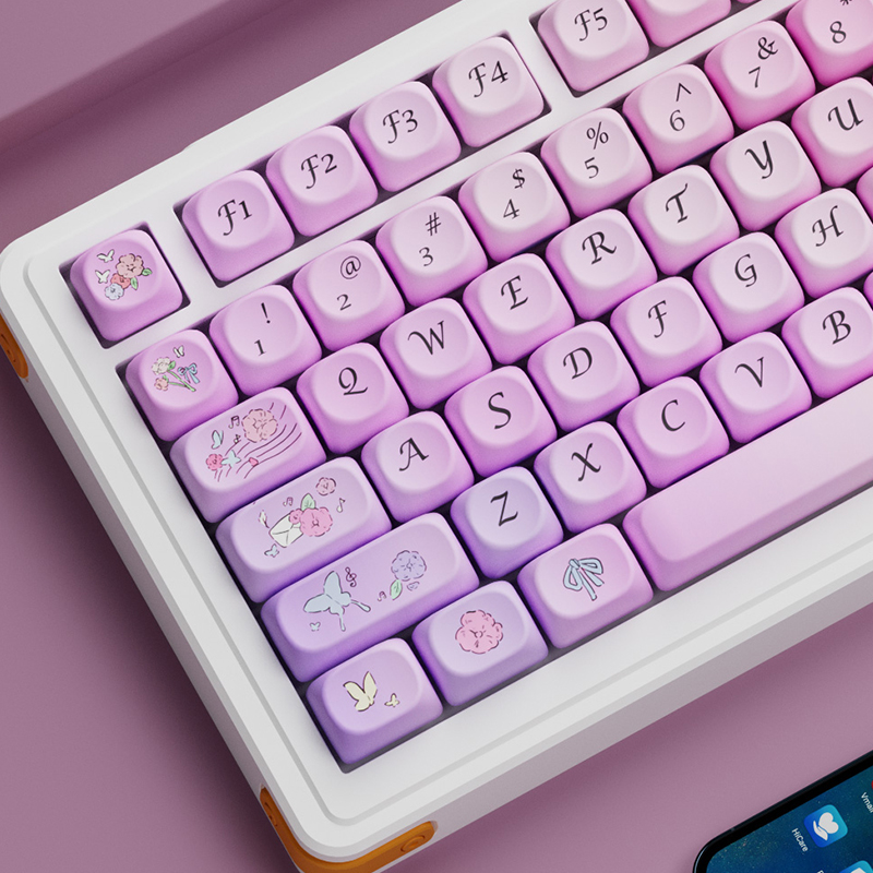 noppoo诺朴热升华键帽粉蝶全五面小圆形OQO高度小全套盒装