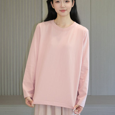 100%纯棉长袖白T恤女230g